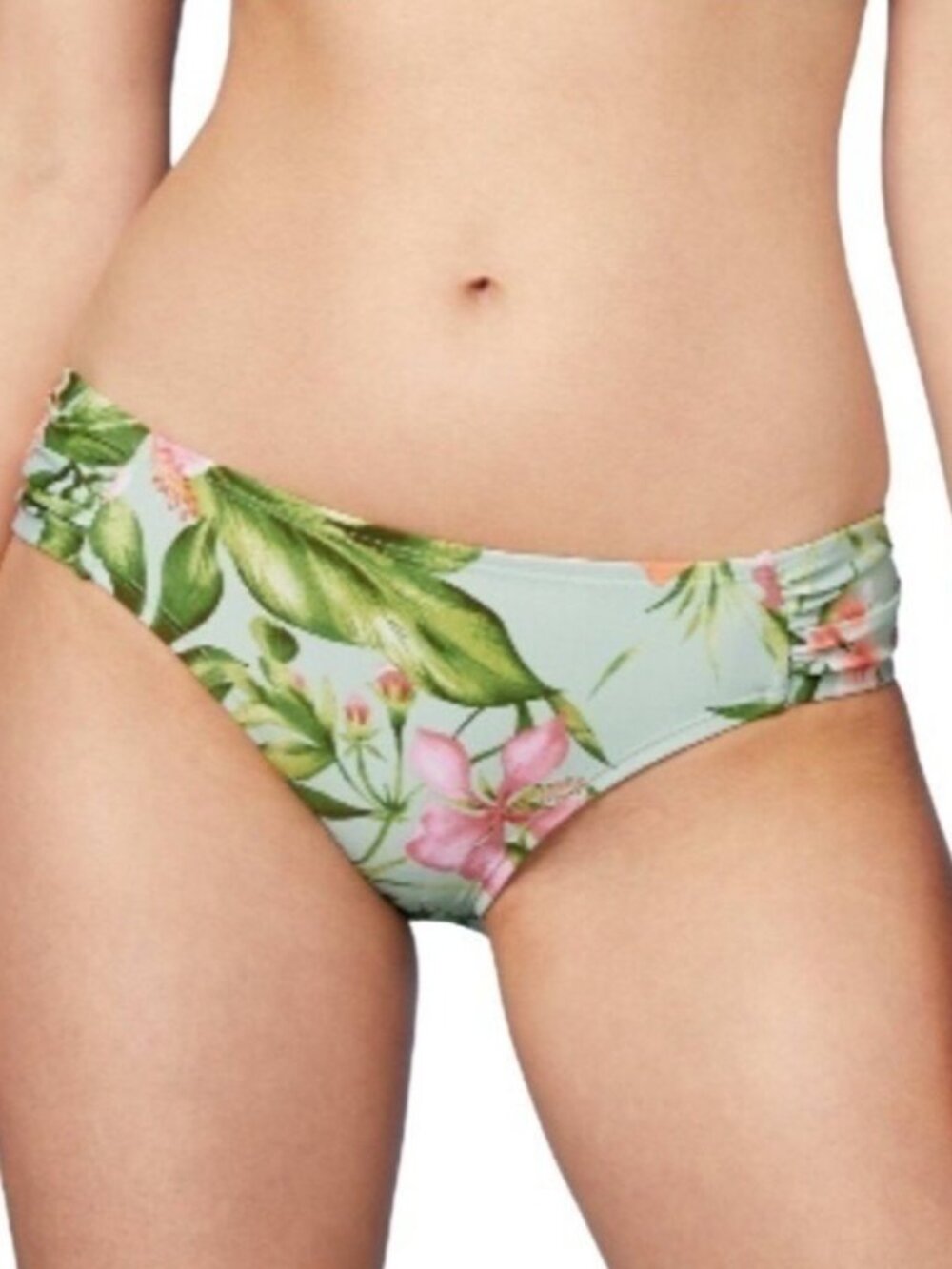 NWT Kona Sol Tropical Floral Bikini Bottom Side Shirred Med Coverage XL Resort